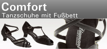 Die Diamant Comfort Tanzschuhe sind besonders bequem, und das Fußbett sorgt für mehr Stabillität aufgrund der breiteren Auflagefläche. Diese Tanzschuhe sind auch für breite Füße geeignt.