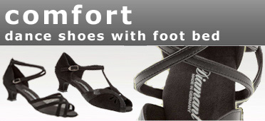 Die Diamant Comfort Tanzschuhe sind besonders bequem, und das Fußbett sorgt für mehr Stabillität aufgrund der breiteren Auflagefläche. Diese Tanzschuhe sind auch für breite Füße geeignt.