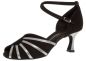 Preview: Schwarze Tanzschuhe mit silbernen Streifen und einer kleinen Zehenöffnung.