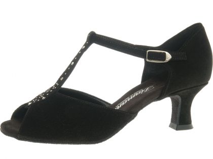 Schwarze Latein-Sandalette aus Velourleder.
