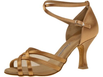 Diese hautfarbenen Tanzschuhe erfreuen sich einer großen Beliebtheit. Die Tanzschuhe haben ein Mesheinsatz und einen 7,2cm Absatz.