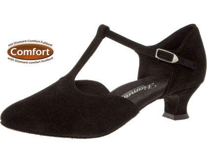 Salsa und Tango Pumps aus schwarzen Verlourleder mit Comfortfußbett. Sehr angenehmes Trageggefühl.