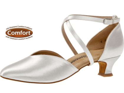 Schicker und komfortabler Pumps mit zwei organisch verschlungenen Stegen über dem Fußspann. Ideal geeignet für Standard-, Tango- und Salsatanz, aber auch als Brautschuh sher gut verwendbar.