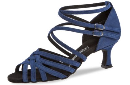 Das Tanzschuhmodell 108 erhalten Sie bei uns auch aus blauem Velourleder.