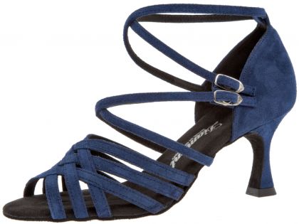 Das Tanzschuhmodell 108 erhalten Sie bei uns auch aus blauem Velourleder.
