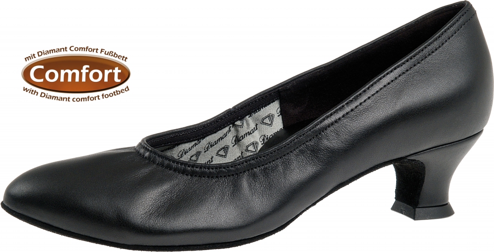 Tanzschuhe Modell 069-013-034 | schwarz Nappaleder | Komfort-Pumps | 4,2cm  Absatz | Standard Tango Salsa - Diamant Tanzschuhe