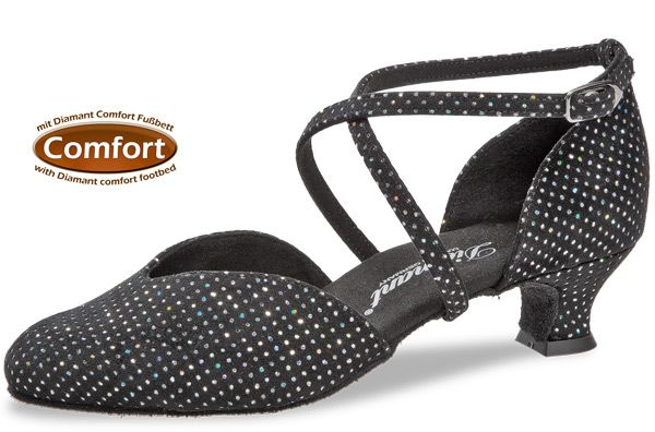 Tanzschuhe mit einem 4,2cm Absatz. Die Schuhe haben eine extra breite Weite.