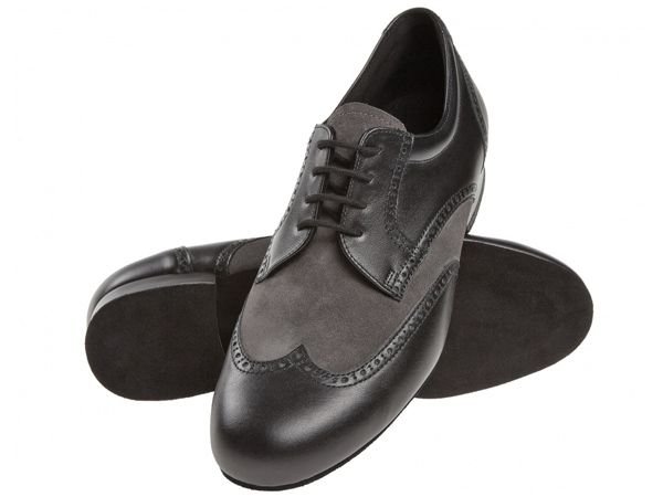 Diamant-Tanzschuhe-099-025-376-grau-Velour-schwarz-Leder