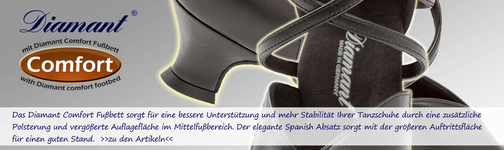Diamant Tanzschuhe gibt es auch mit Fußbett